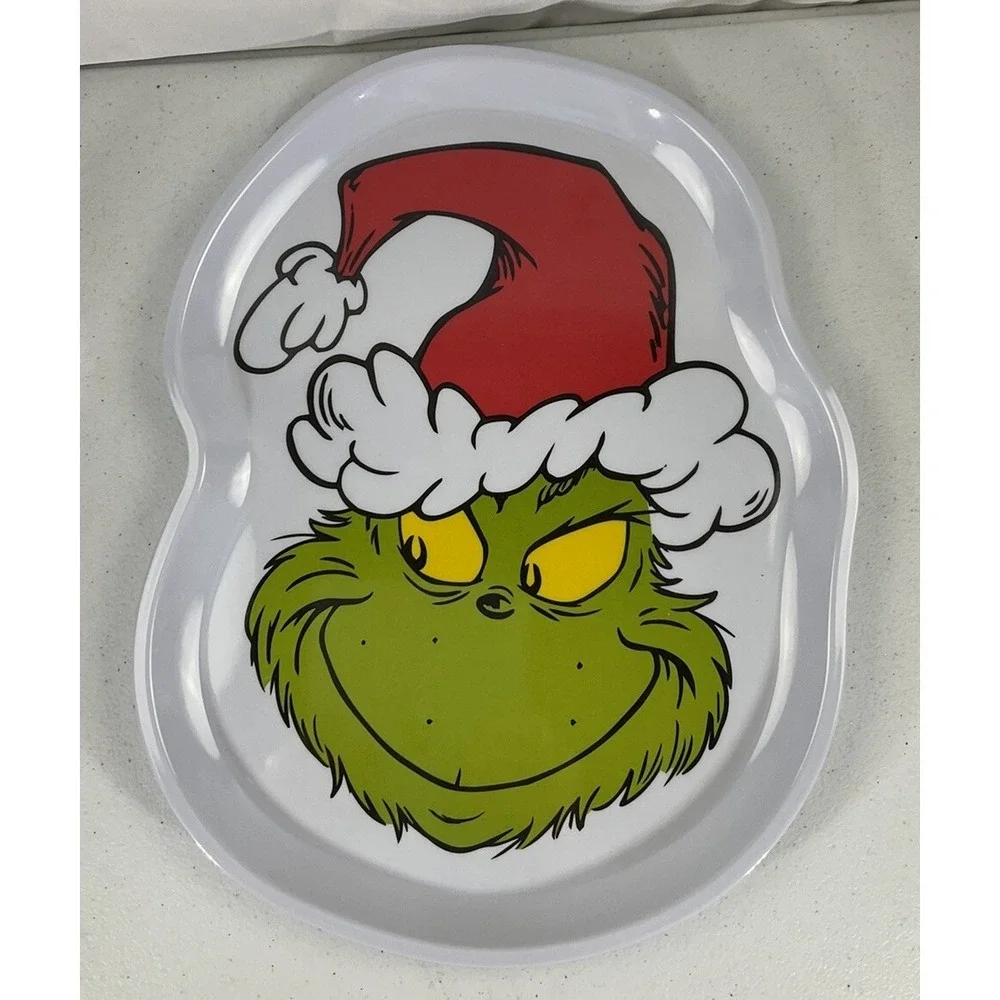 Dr. Seuss How The Grinch Stole Christmas Grinch Face Melamine Serving Tray/dish